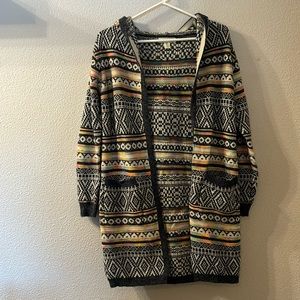 Monteau multi colored hooded cardigan size XS